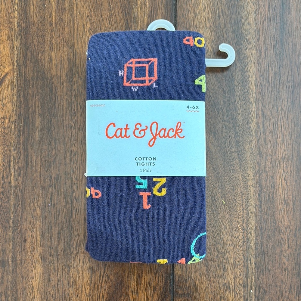 Cat & Jack Navy Kids Cotton Tights with Colorful Numbers